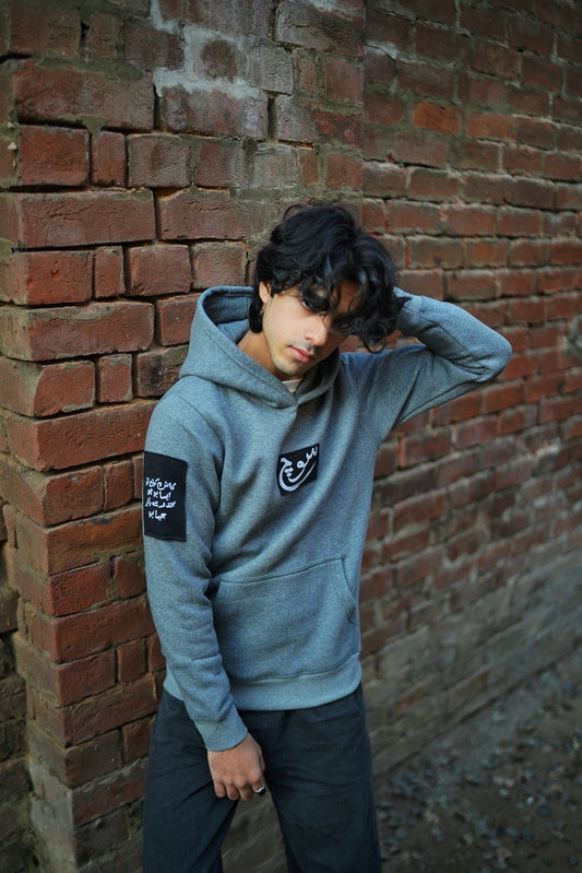 Ash grey hoodie men front view oversized fleece - Soch Pakistan