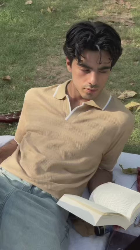 Sand knit polo shirt video men styling - Soch Pakistan