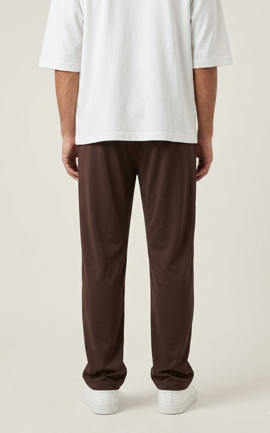 Brown lycra trousers fabric detail close up - Soch
